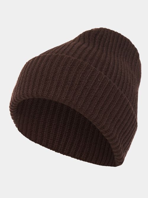 Gorro em Tricô Canelado Chocolate