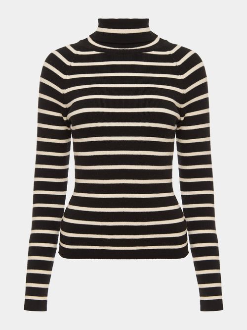 Black Striped Turtleneck Sweater