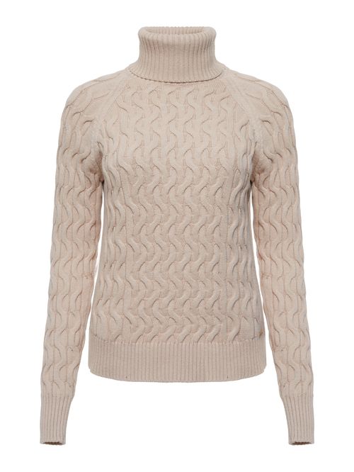 Salmon Turtleneck Braided Sweater
