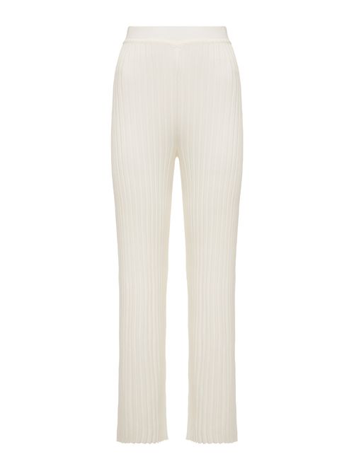 Straight Ribbed Trousers Off White