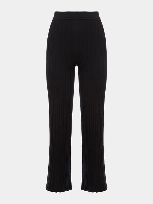 Black Straight Ribbed Trousers