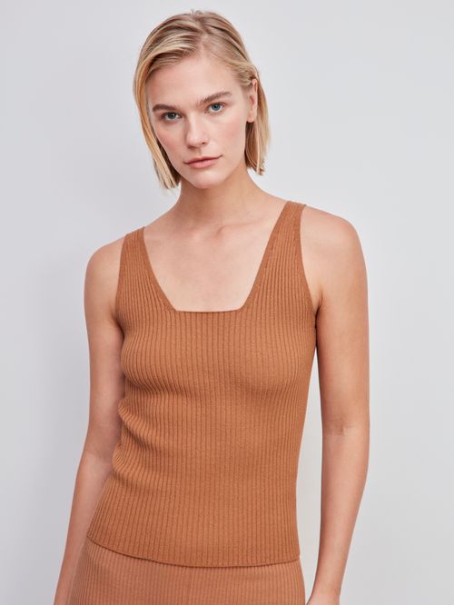 Camel Square Neck Tank Top