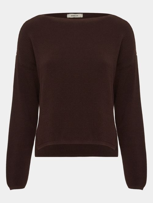 Blusa Decote Canoa Marrom