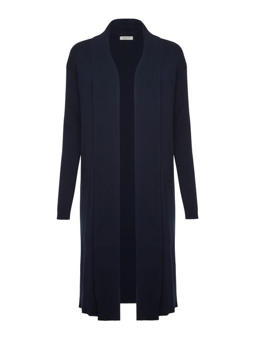 Cardigan Alongado com Fendas Azul marinho