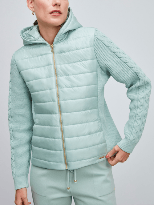 Jaqueta Em Nylon e Tricô Verde