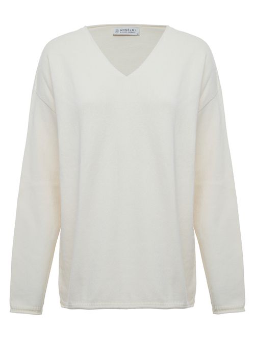 100% Organic Cotton V-Neck Blouse Beige