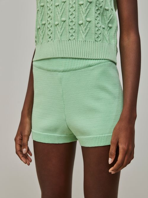 Short Curto em Tricô  Limão