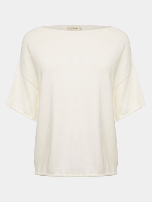 Off-white Basic Boat Neck Blouse
