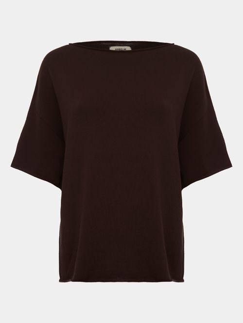 Blusa Básica Decote Canoa Chocolate