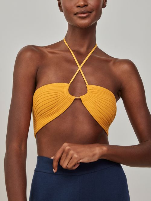 Yellow Ribbed Seventies Top