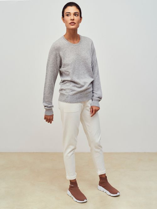 Basic 100% Cashmere Round Neck Gray
