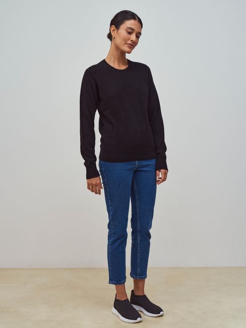 Basic 100% Cashmere Round Neck Black