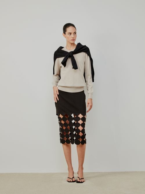 Basic 100% Cashmere Round Neck Beige
