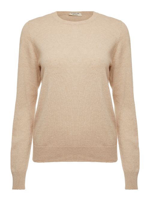 Basic 100% Cashmere Round Neck Beige
