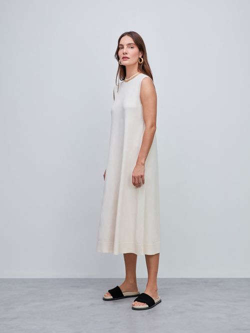 Vestido Midi Sem Mangas Cru