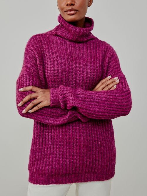 Suéter em Ponto Pérola Rosa