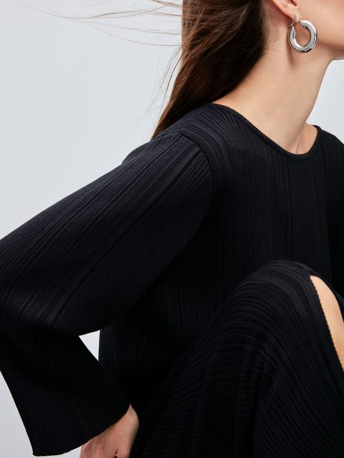 Black Lightweight Ribbed Dress