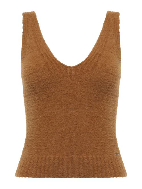 Regata Decote em V Fio Pelo  Camelo