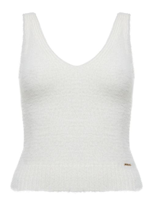 Regata Decote em V Fio Pelo  Off white