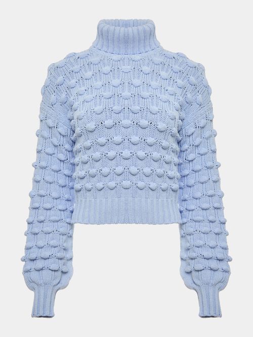 Suéter Maxi Pipoca  Azul gelo