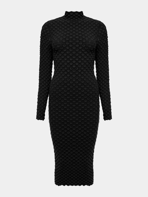 Vestido Midi Mini Escamas Preto