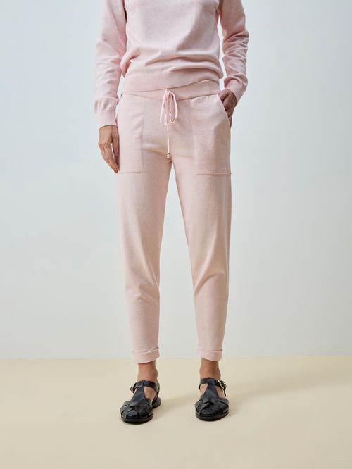 Pink Italian Hem Knit Trousers