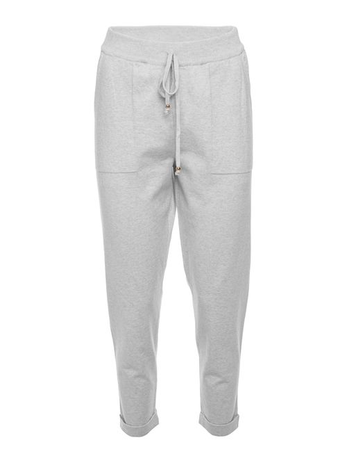 Calça em Tricô com Barra Italiana Cinza