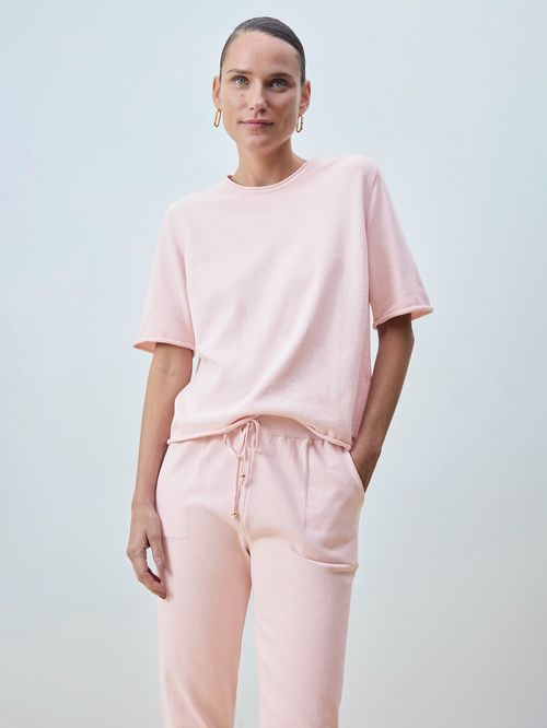Blusa Básica Manga Rolinho Blush