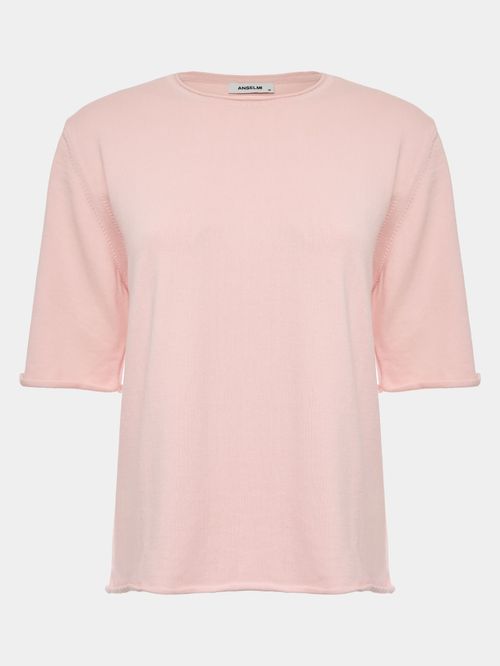 Blusa Básica Manga Rolinho Blush
