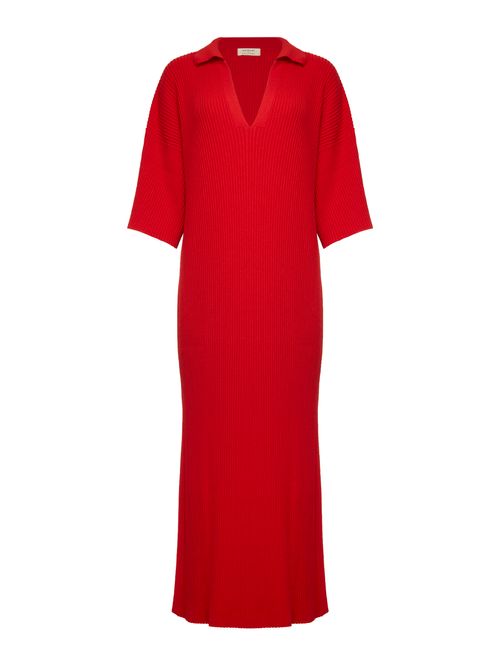 Vestido Reto Gola Polo Vermelho