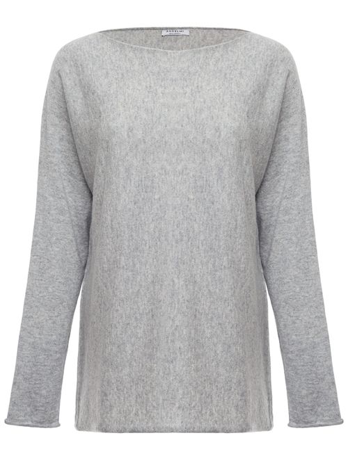 100% Cashmere Boat Neck Sweater Grey
