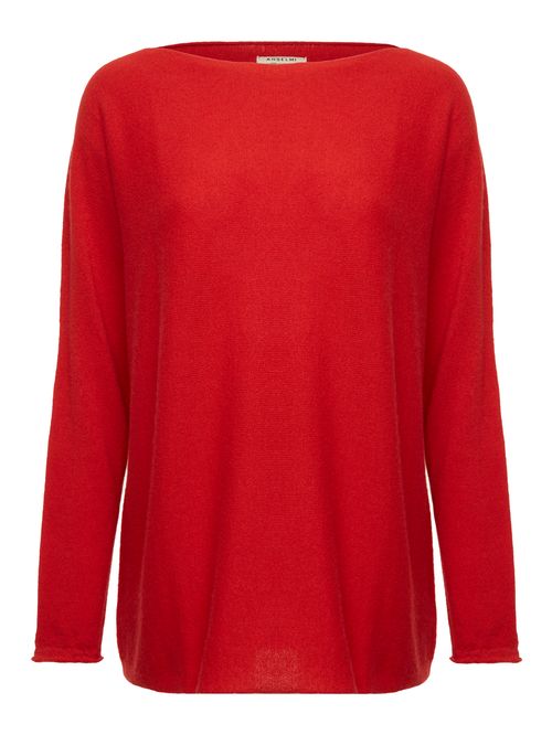 100% Cashmere Boat Neck Sweater Red