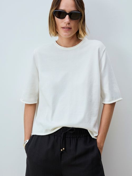 Blusa Básica Manga Rolinho Off White