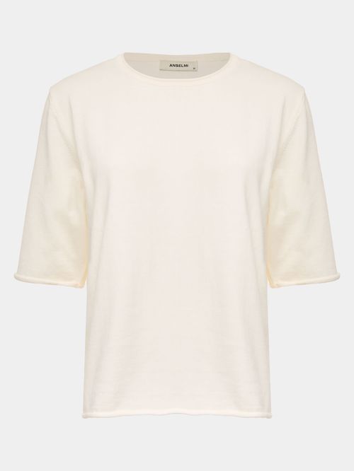 Blusa Básica Manga Rolinho Off White