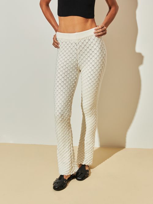 Calça Flare Escamas Off white