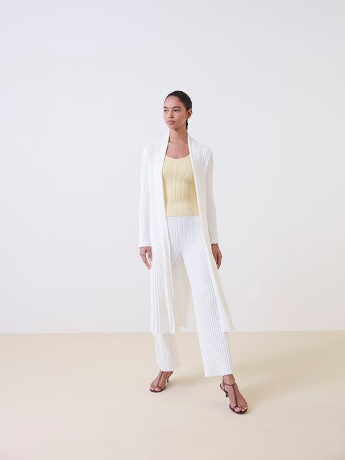 Casaco Alongado Efeito Plissado Off white