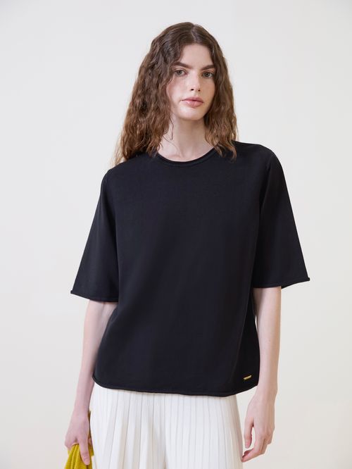 Blusa Básica Manga Rolinho Preto