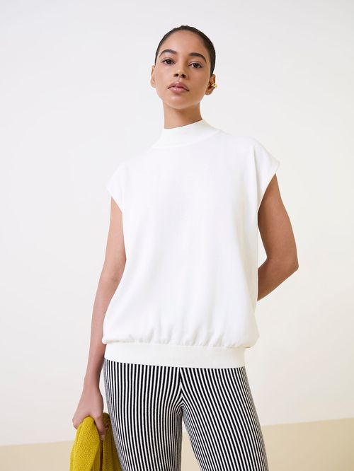 Off White Chimney Neck Tank Top