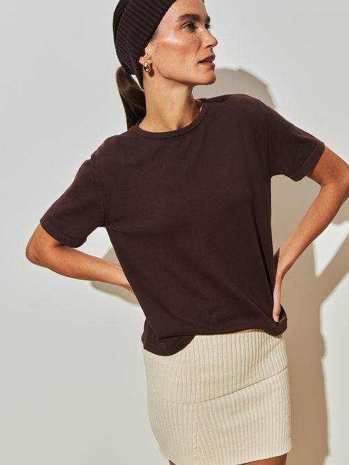 Blusa Básica em Algodão Chocolate