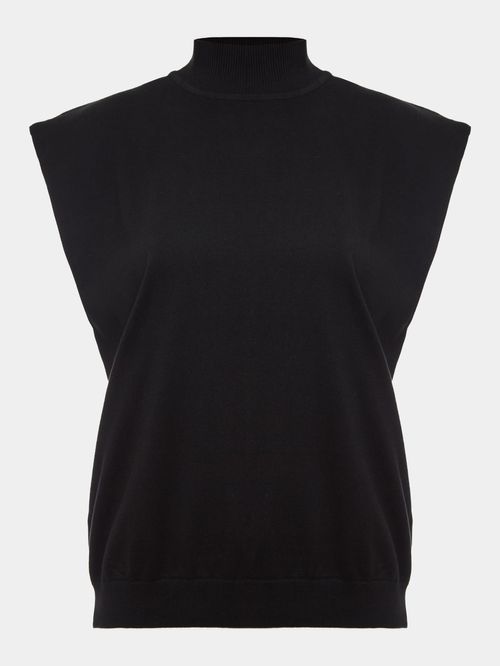 Black Chimney Neck Tank Top