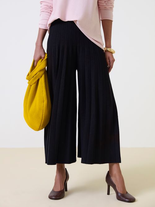 Calça Ampla Plissada Anselmi + Ucha Meirelles Azul Meia Noite