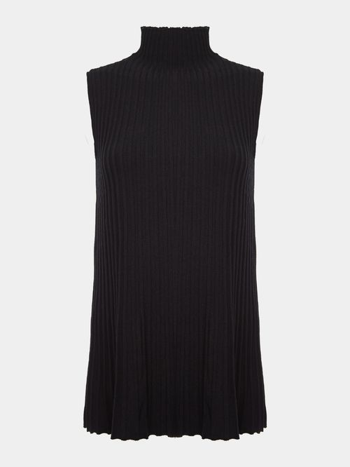 Blusa Plissada Gola Alta Preto