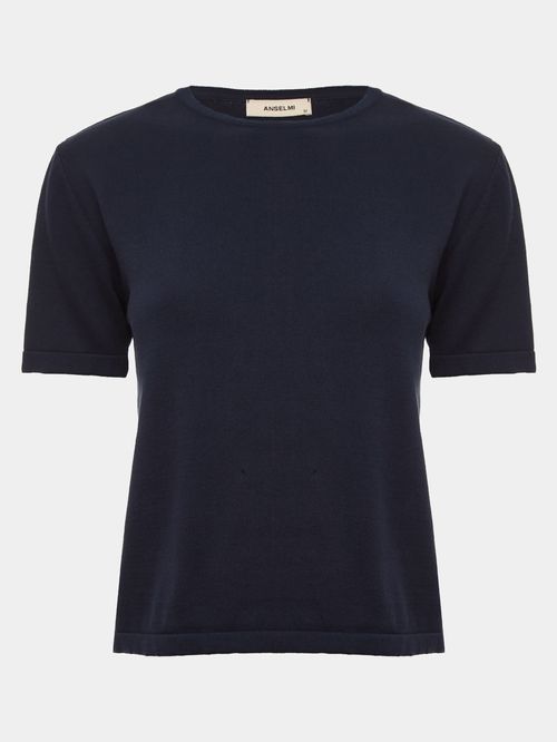 Blusa Básica em Algodão Azul Meia Noite