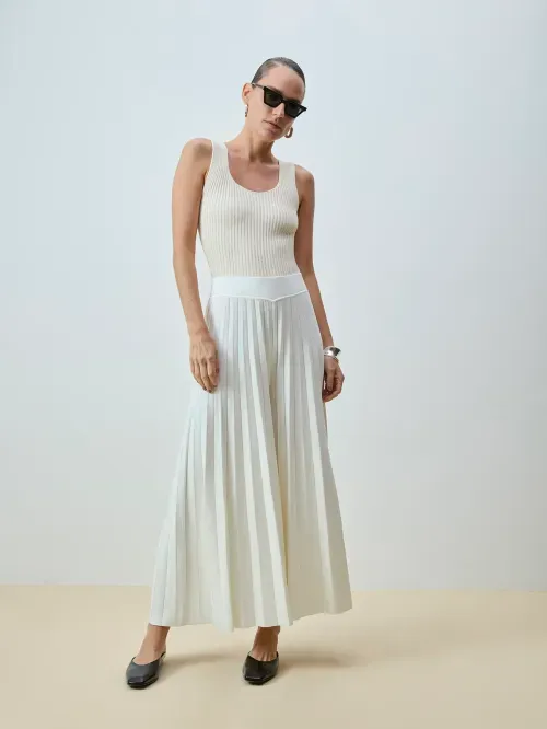Calça Ampla Plissada Anselmi + Ucha Meirelles Off White