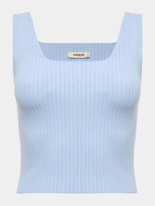 Ice Blue Square Neck Cropped Top