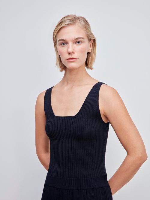 Midnight Blue Square Neck Crop Top