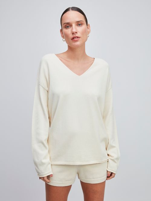 Blusa 100% Algodão Orgânico Decote em V  Bege