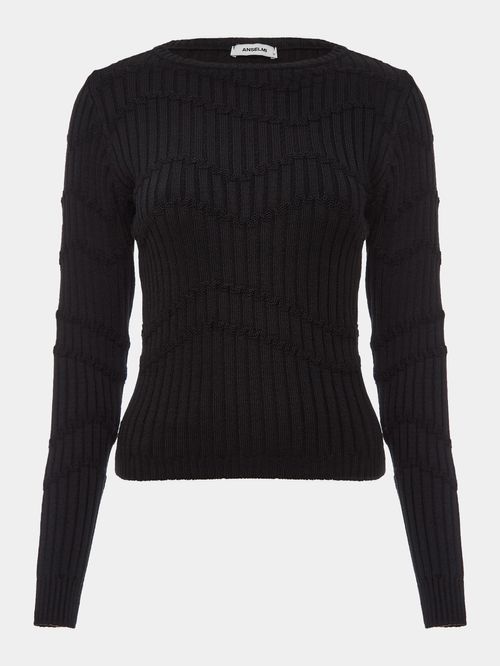 Blusa Ondas em Ponto Links Preto