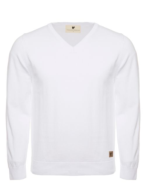 Suéter Masculino Gola em V  Branco