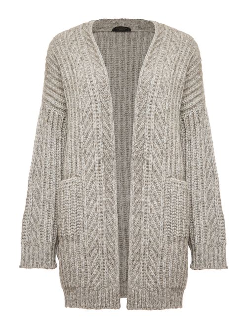 Casaco Tricot Mescla Cinza